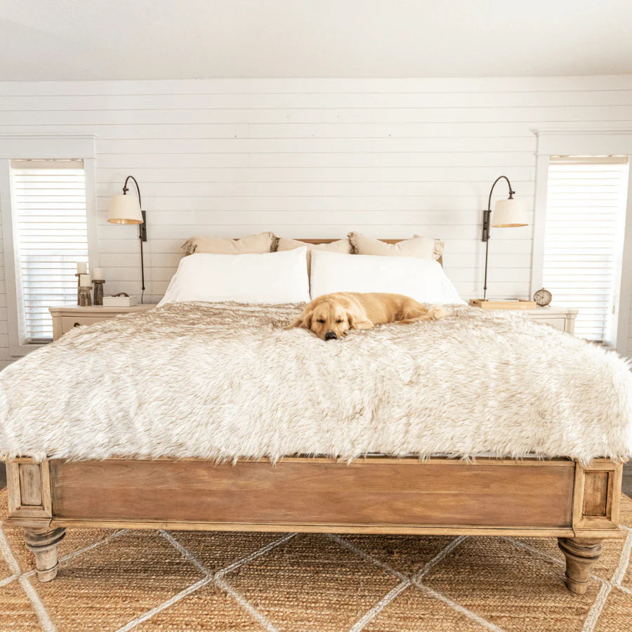 PupProtector™ Waterproof Throw Blanket - White with Brown Accents
