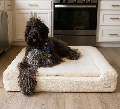 PupLuxe™ 3-Bolster Dog Bed - Cream Bouclé