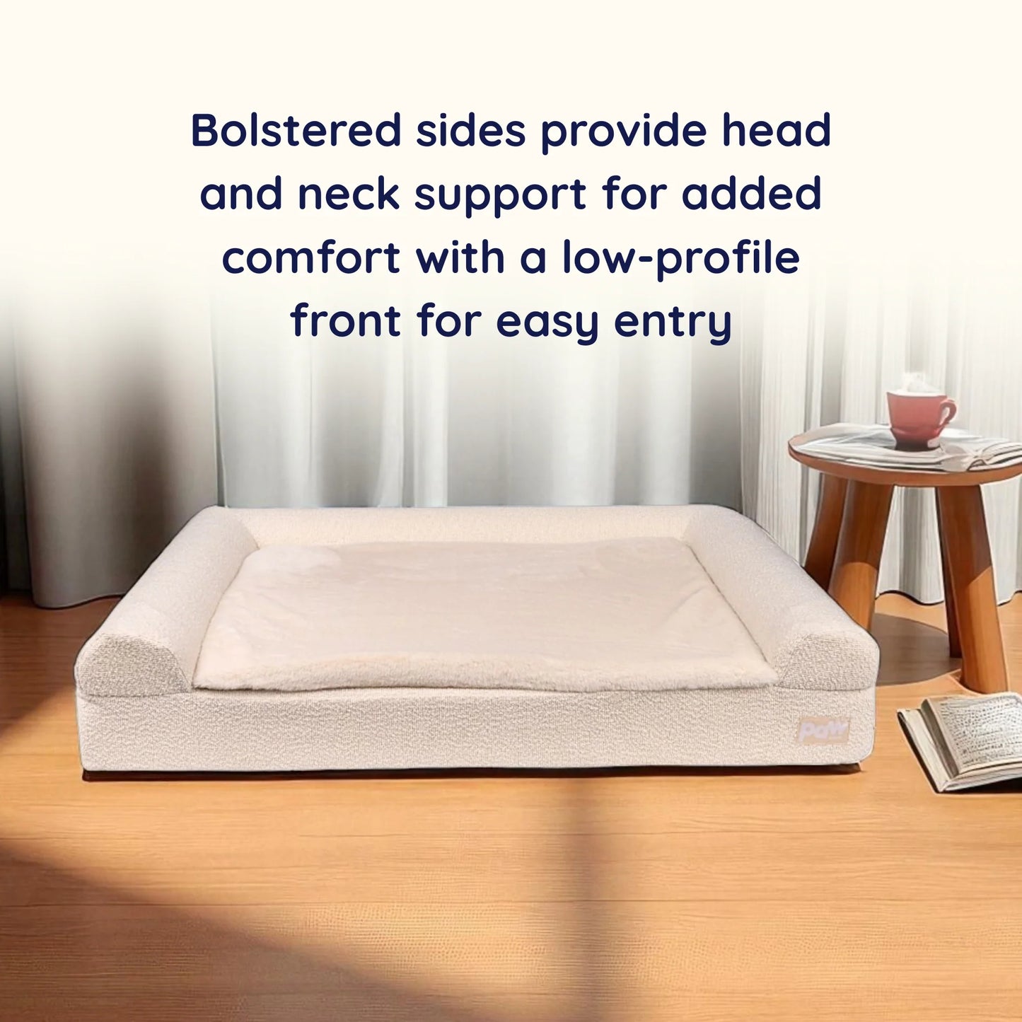 PupLuxe™ 3-Bolster Dog Bed - Cream Bouclé