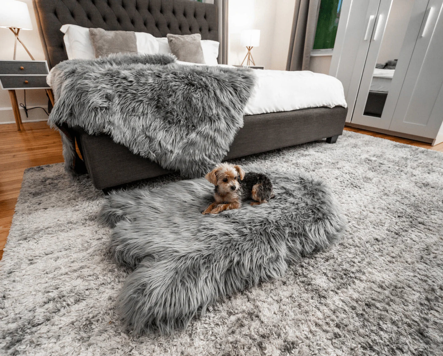 PupRug™ Orthopedic Bed + Matching Waterproof Blanket Bundle - Charcoal Grey