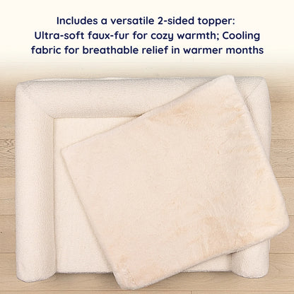 PupLuxe™ 3-Bolster Dog Bed - Cream Bouclé
