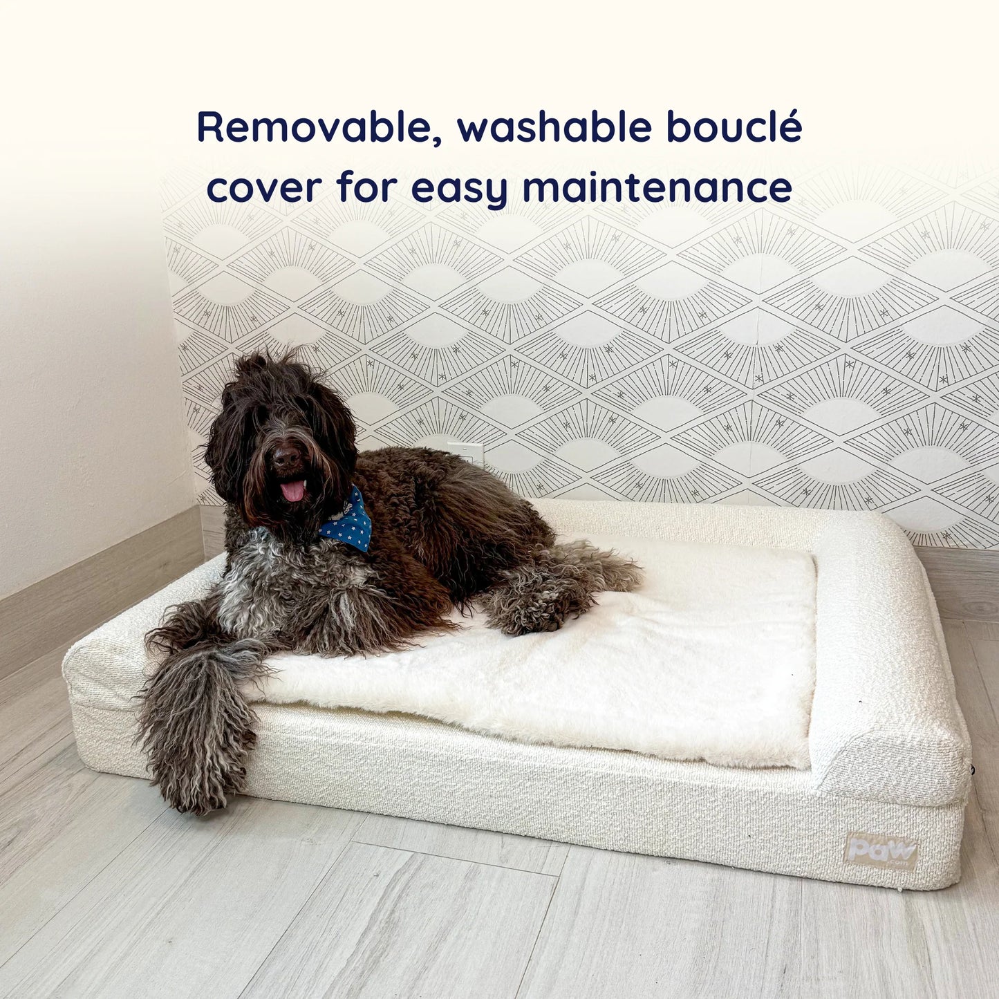 PupLuxe™ 3-Bolster Dog Bed - Cream Bouclé