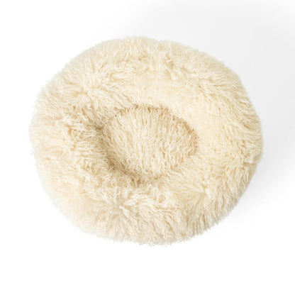 PupPouf™ Luxe Faux Fur Donut Dog Bed - Plush Sheep Ivory