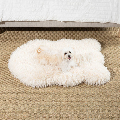 PupRug™ Luxe Faux Fur Orthopedic Dog Bed - Plush Sheep Ivory