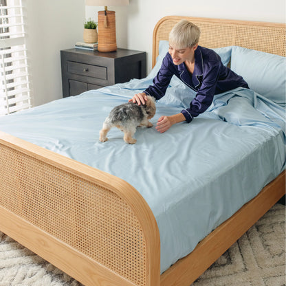PupSheets™ Hair Resistant, Antimicrobial & Cooling Sheet Set - Sky Blue