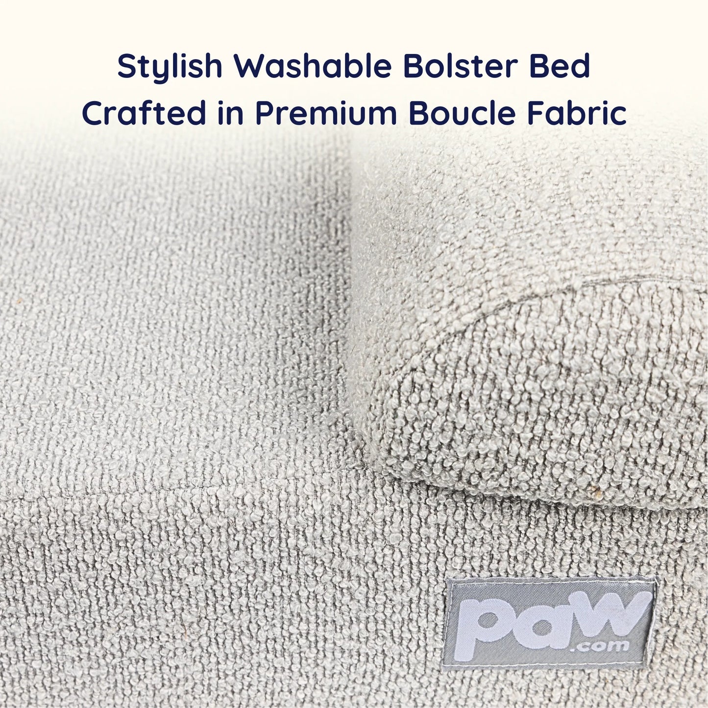 PupLuxe™ 3-Bolster Dog Bed - Grey Bouclé