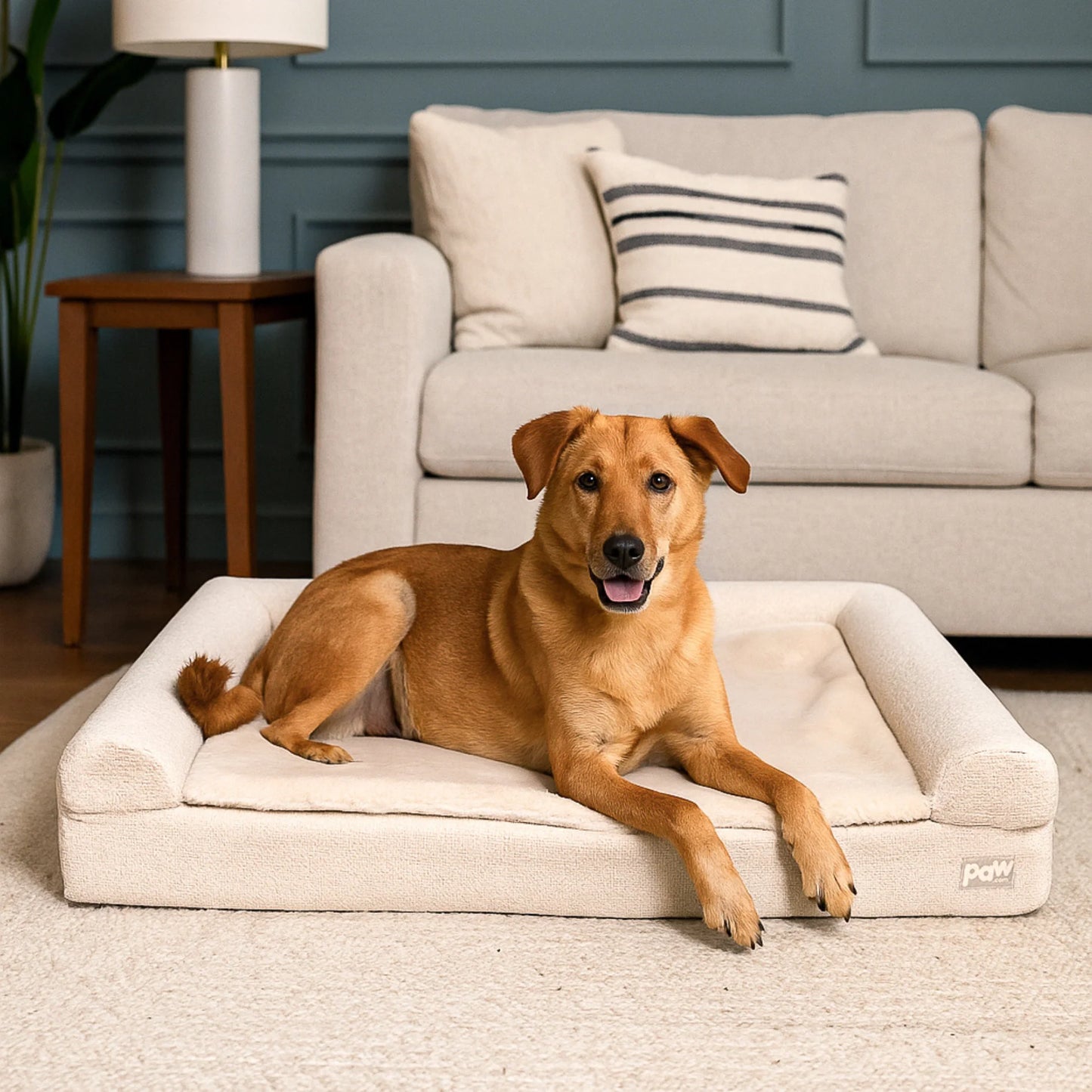 PupLuxe™ 3-Bolster Dog Bed - Cream Bouclé
