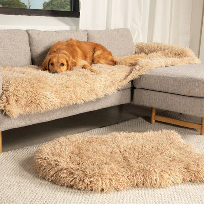 PupRug™ Luxe Orthopedic Bed + Matching Bed Runner Bundle - Plush Sheep Tan